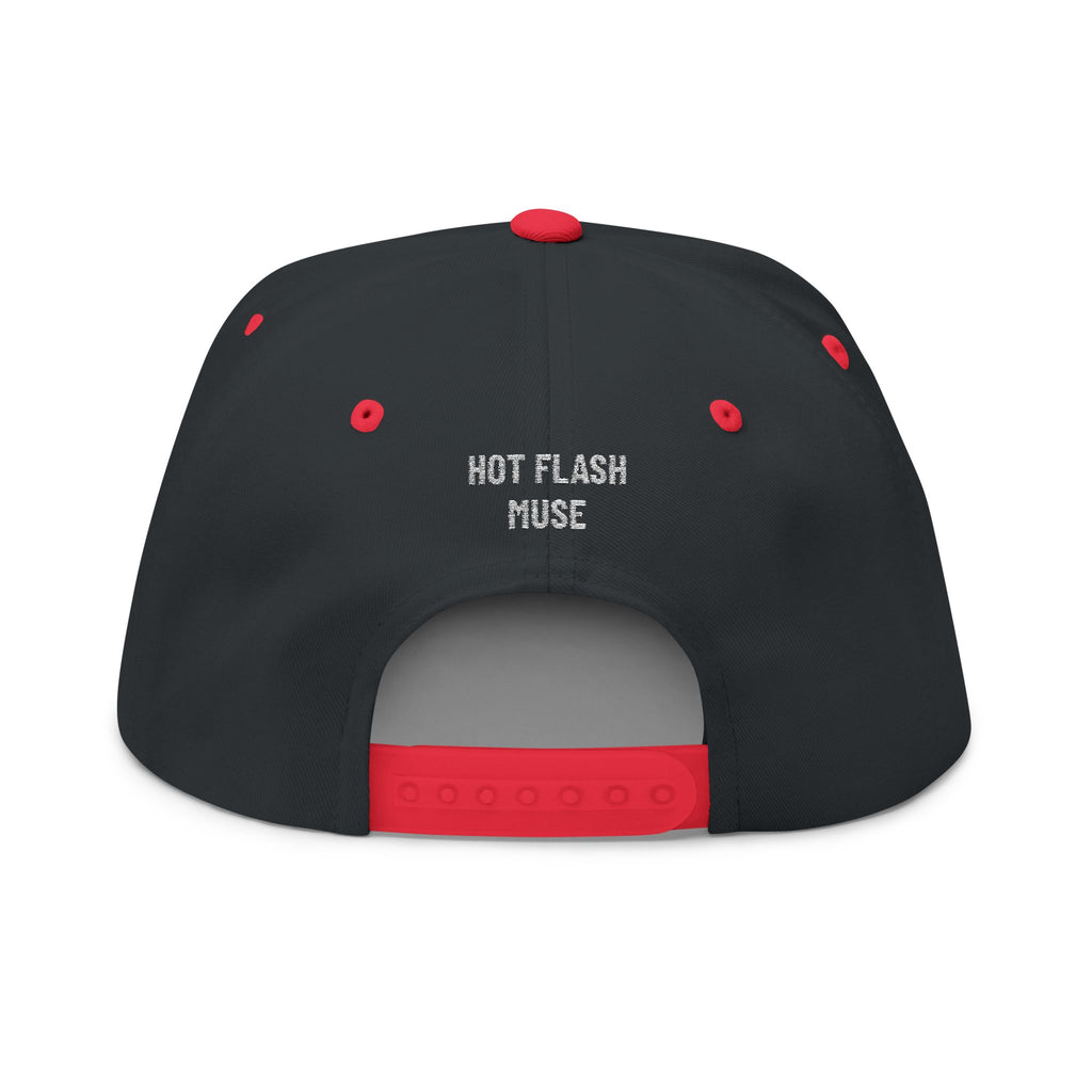 Flat Bill Cap - 'THE PAUSE' Upside Embroidered Arch Logo Snapback