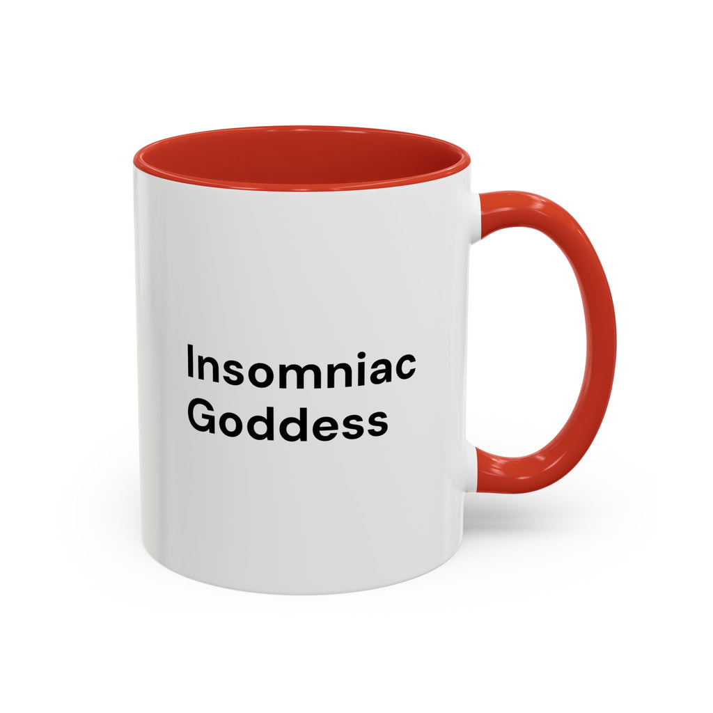 Insomniac Goddess Accent Coffee Mug — Funny Menopause Night Waking Gift