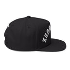 Flat Bill Cap - 'THE PAUSE' Upside Embroidered Arch Logo Snapback