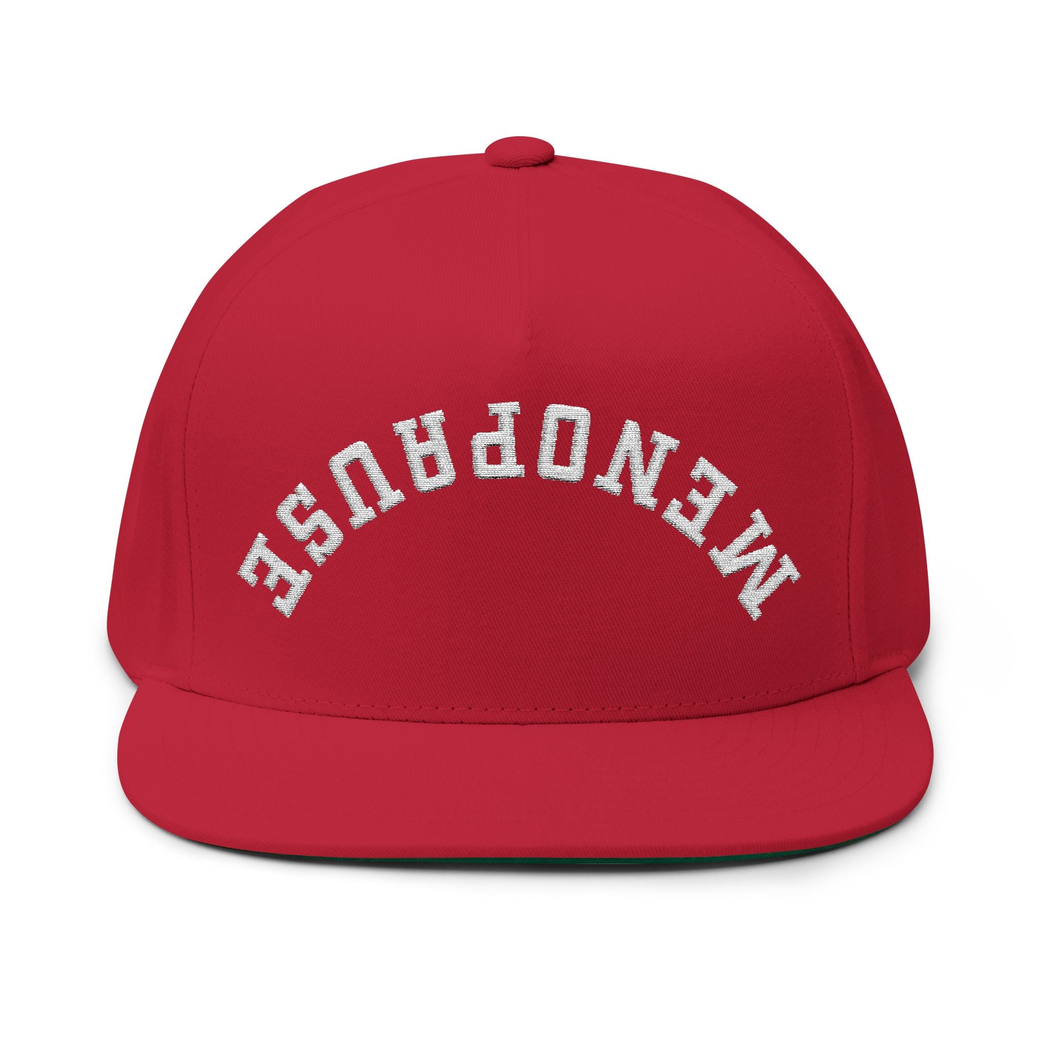 Menopause Arched Embroidered Snapback — Flat Bill Cap with Upside Logo