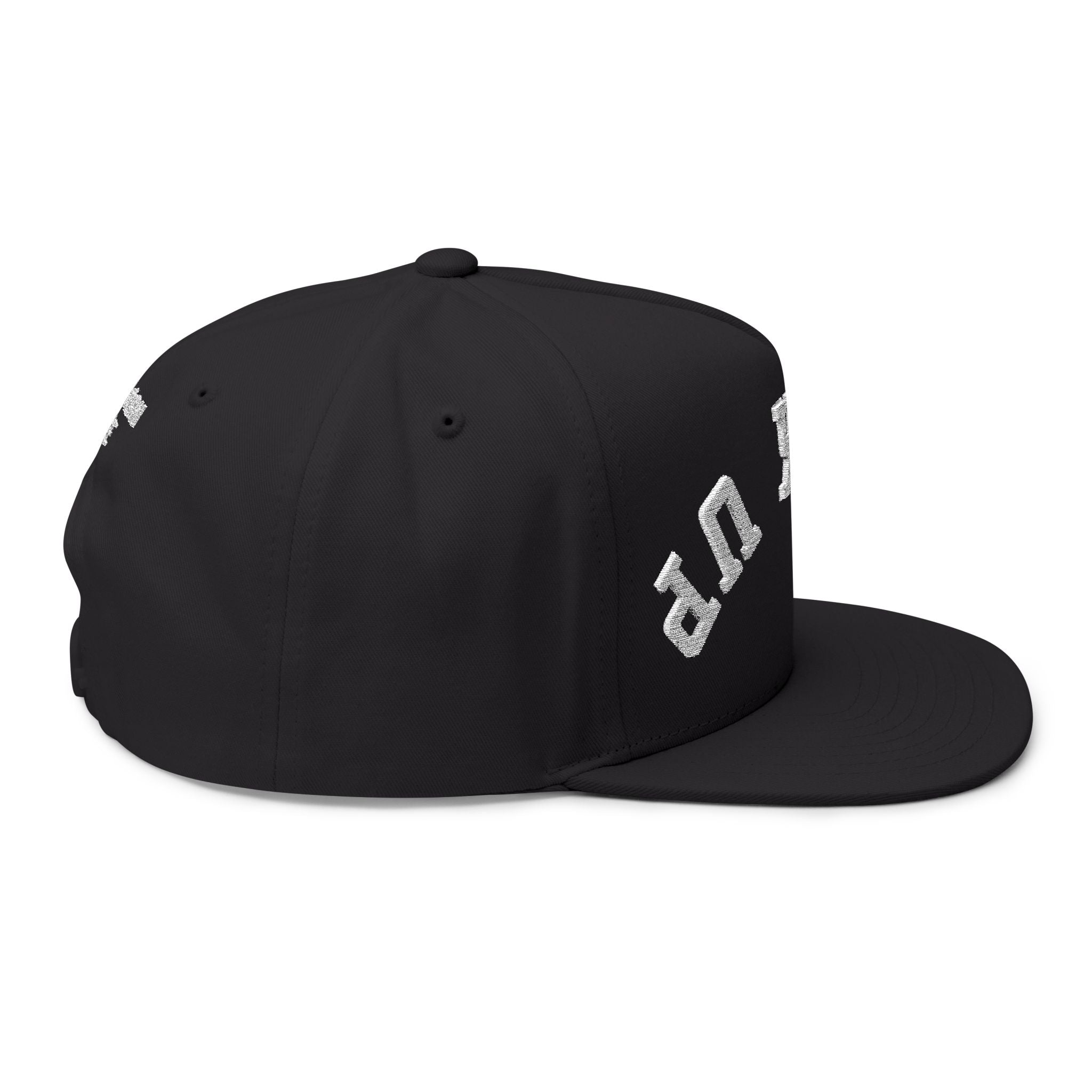 Flat Bill Cap — 'BACK UP' Upside Logo Embroidered Streetwear Snapback Hat