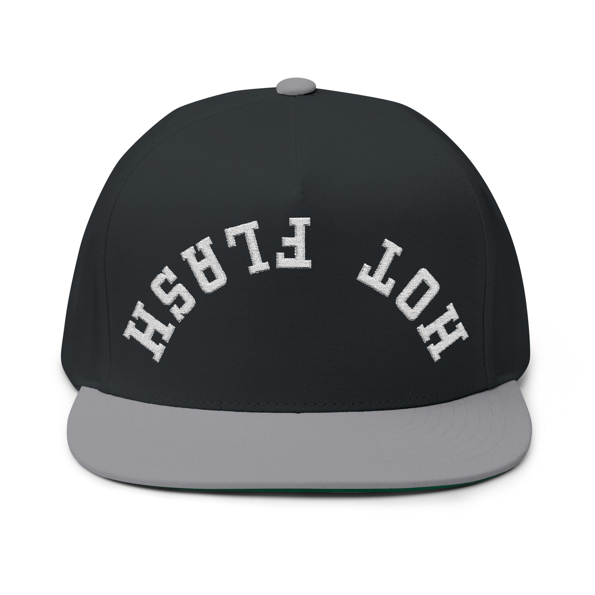 Flat Bill Cap — Embroidered 'Hot Flash' Retro Arch Hat