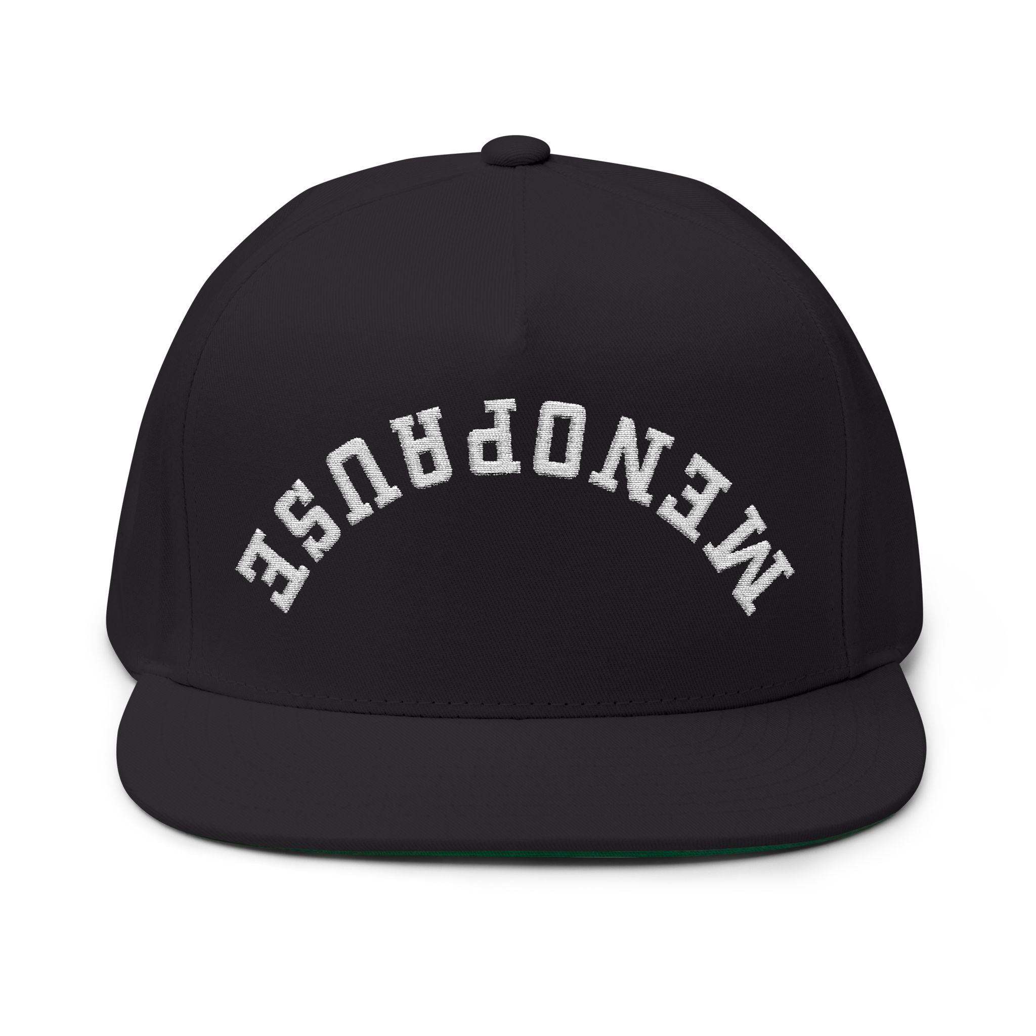 Menopause Arched Embroidered Snapback — Flat Bill Cap with Upside Logo