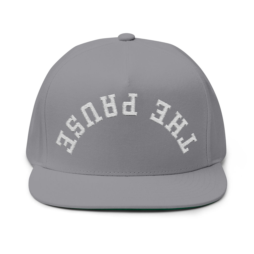Flat Bill Cap - 'THE PAUSE' Upside Embroidered Arch Logo Snapback