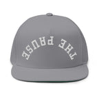 Flat Bill Cap - 'THE PAUSE' Upside Embroidered Arch Logo Snapback
