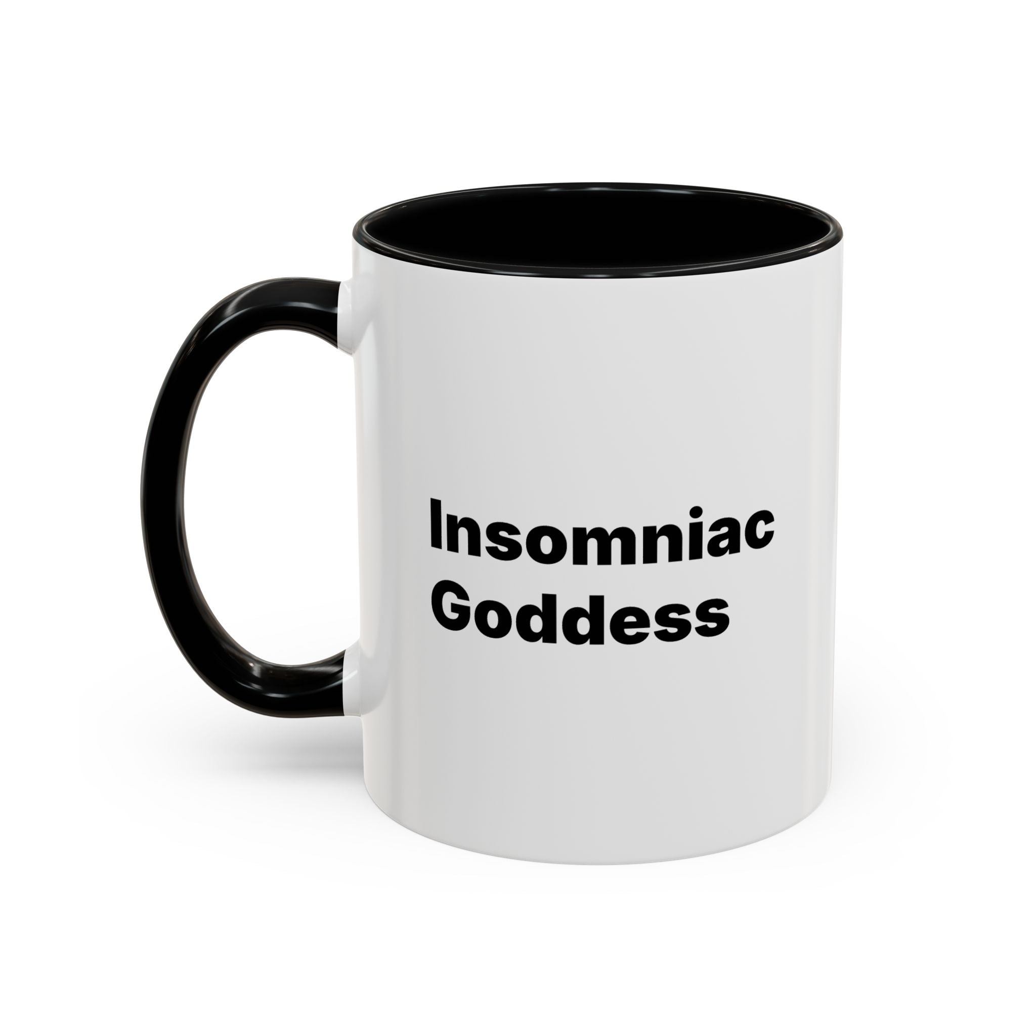 Insomniac Goddess Accent Coffee Mug — Funny Menopause Night Waking Gift