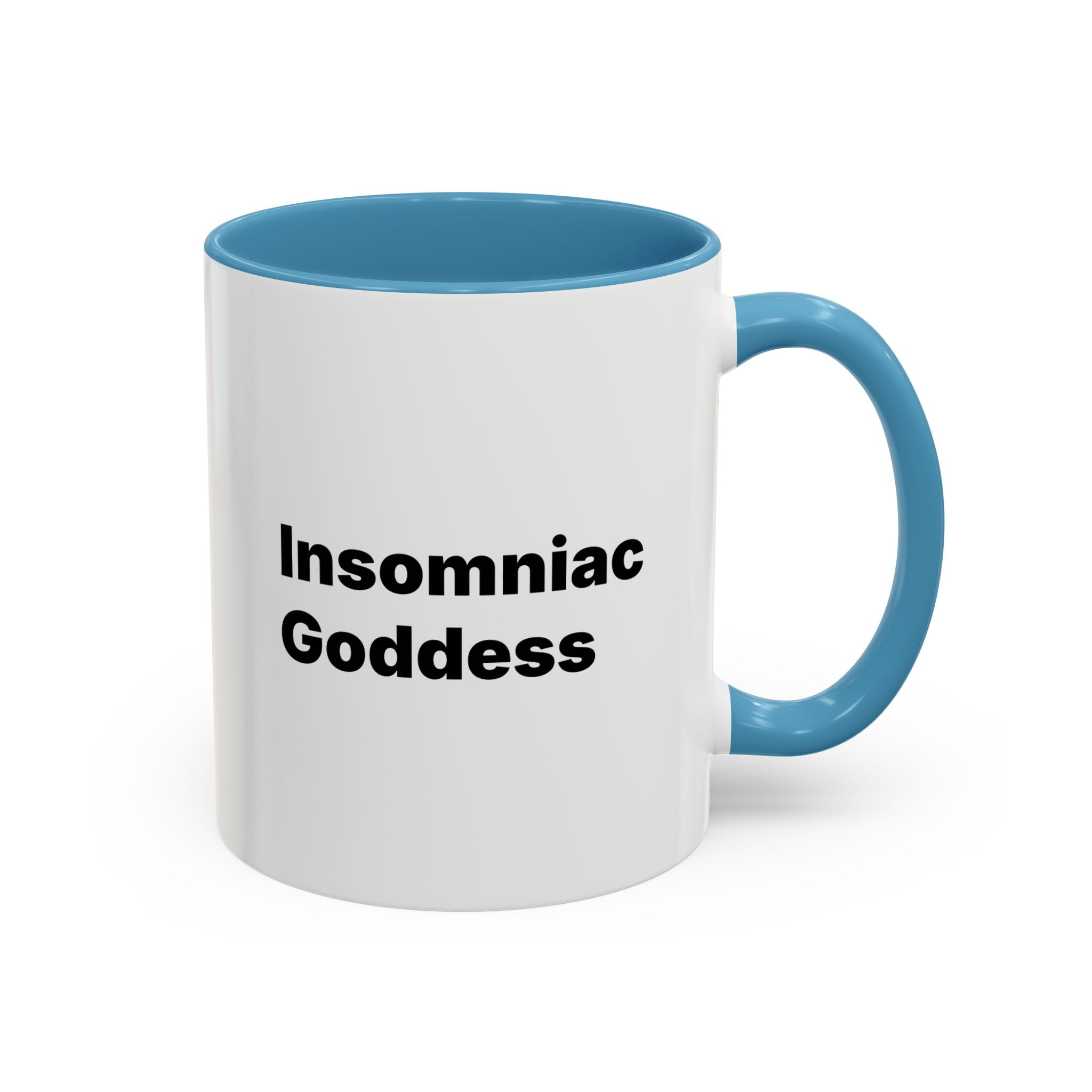 Insomniac Goddess Accent Coffee Mug — Funny Menopause Night Waking Gift
