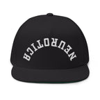 Embroidered Flat Bill Cap — 'Neurotica' Upside Arched Logo Snapback