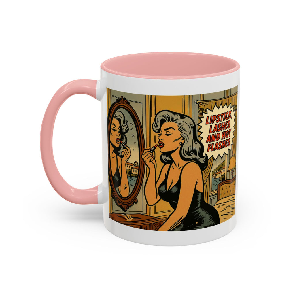 Hot Flashes & Lashes Mug.  Funny Menopause Coffee Cup for Women
