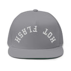 Flat Bill Cap — Embroidered 'Hot Flash' Retro Arch Hat