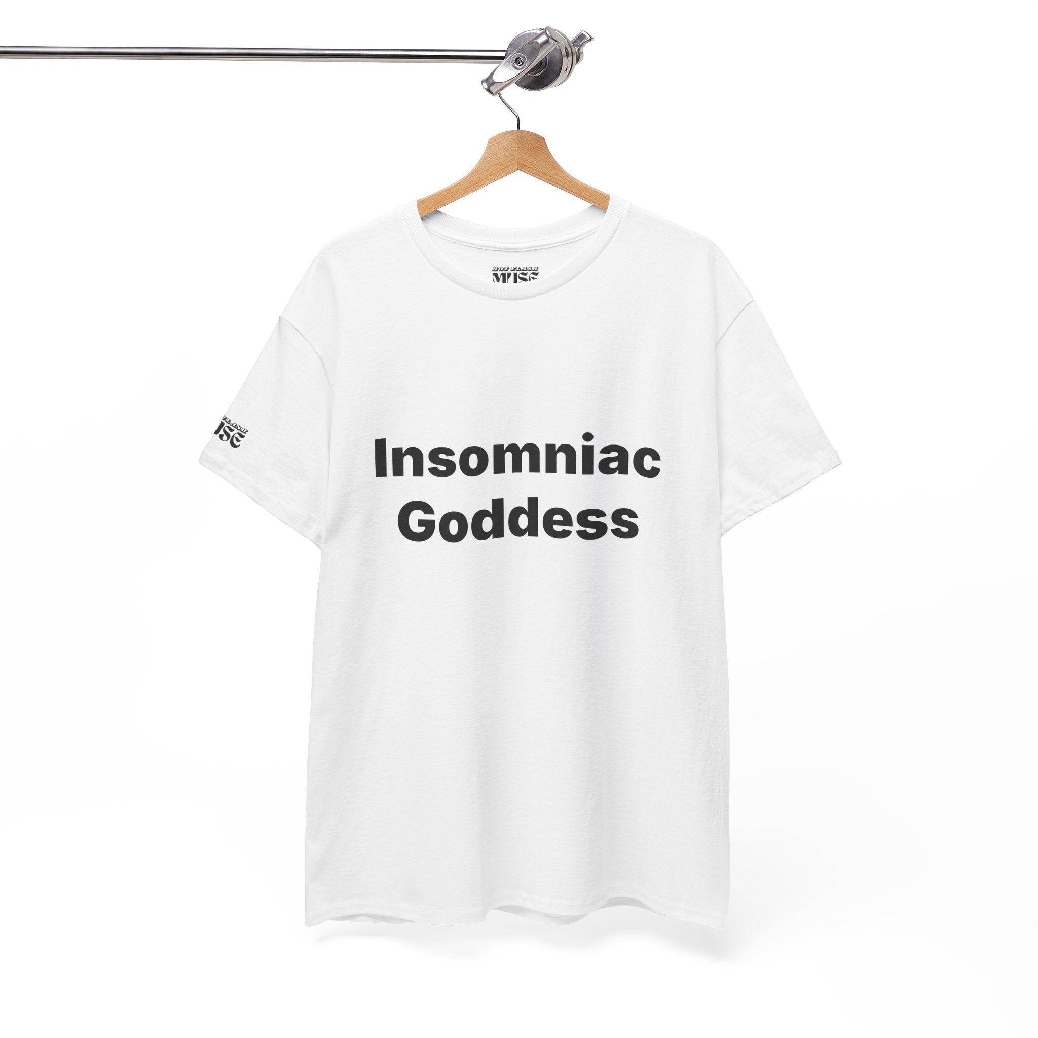 Insomniac Goddess Tee — Funny Sleep-Deprived Shirt for Night Owls