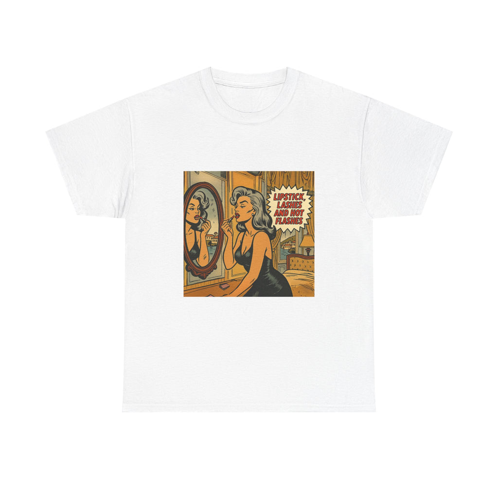 Lipstick, Lashes & Hot Flashes – Retro Women’s T-Shirt | Hot Flash Muse