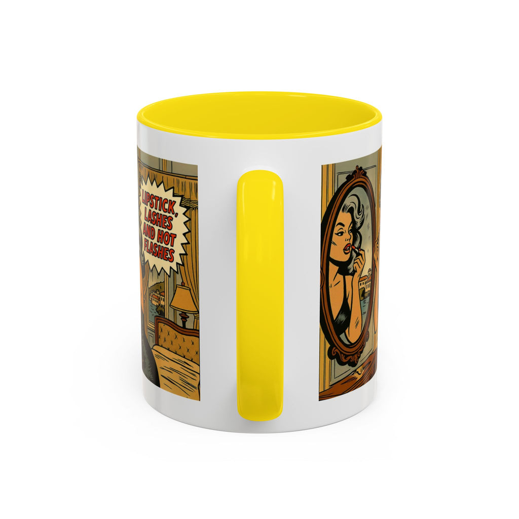 Hot Flashes & Lashes Mug.  Funny Menopause Coffee Cup for Women