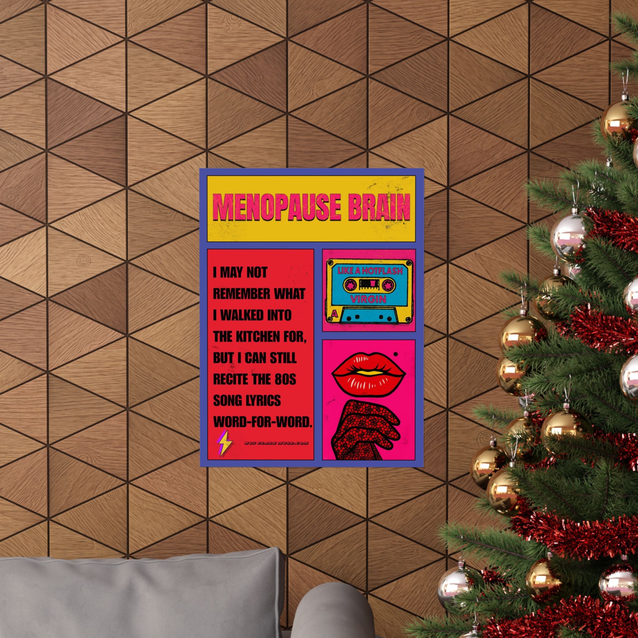 Menopause Brain Retro Poster. 80s Song Lyrics Matte Vertical Poster