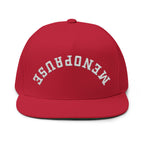 Menopause Arched Embroidered Snapback — Flat Bill Cap with Upside Logo