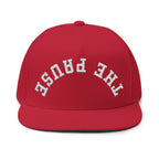 Flat Bill Cap - 'THE PAUSE' Upside Embroidered Arch Logo Snapback