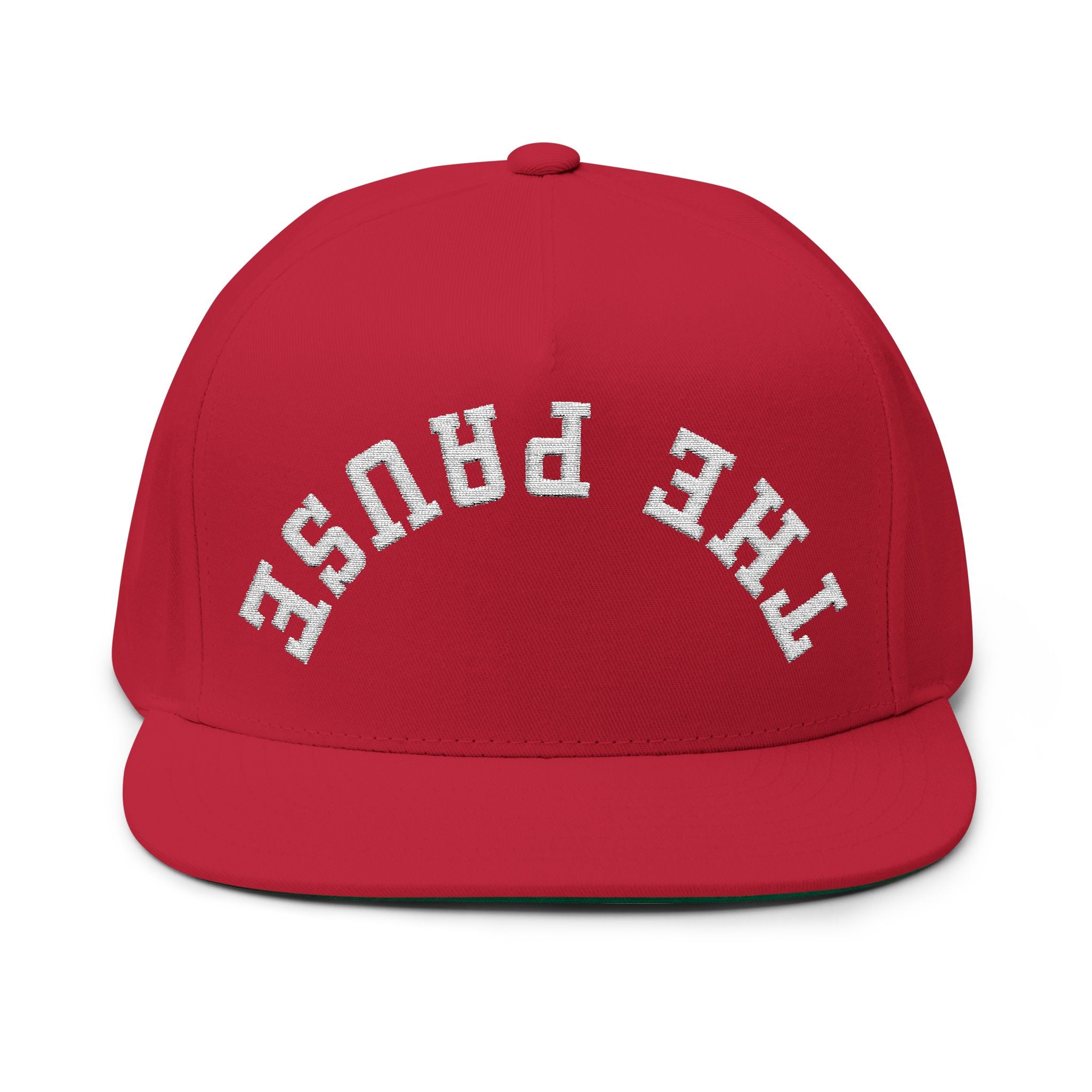 Flat Bill Cap - 'THE PAUSE' Upside Embroidered Arch Logo Snapback