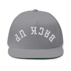 Flat Bill Cap — 'BACK UP' Upside Logo Embroidered Streetwear Snapback Hat