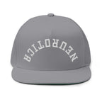 Embroidered Flat Bill Cap — 'Neurotica' Upside Arched Logo Snapback