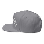 Flat Bill Cap - 'THE PAUSE' Upside Embroidered Arch Logo Snapback