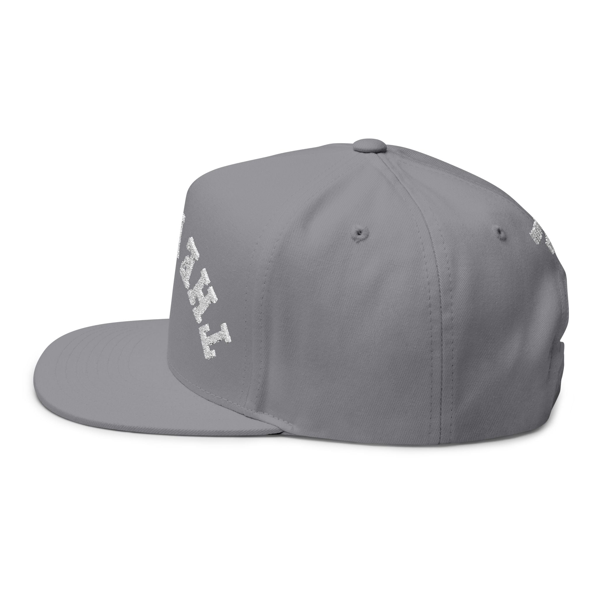 Flat Bill Cap - 'THE PAUSE' Upside Embroidered Arch Logo Snapback
