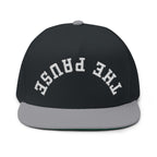 Flat Bill Cap - 'THE PAUSE' Upside Embroidered Arch Logo Snapback