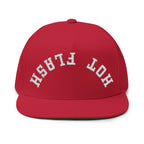 Flat Bill Cap — Embroidered 'Hot Flash' Retro Arch Hat