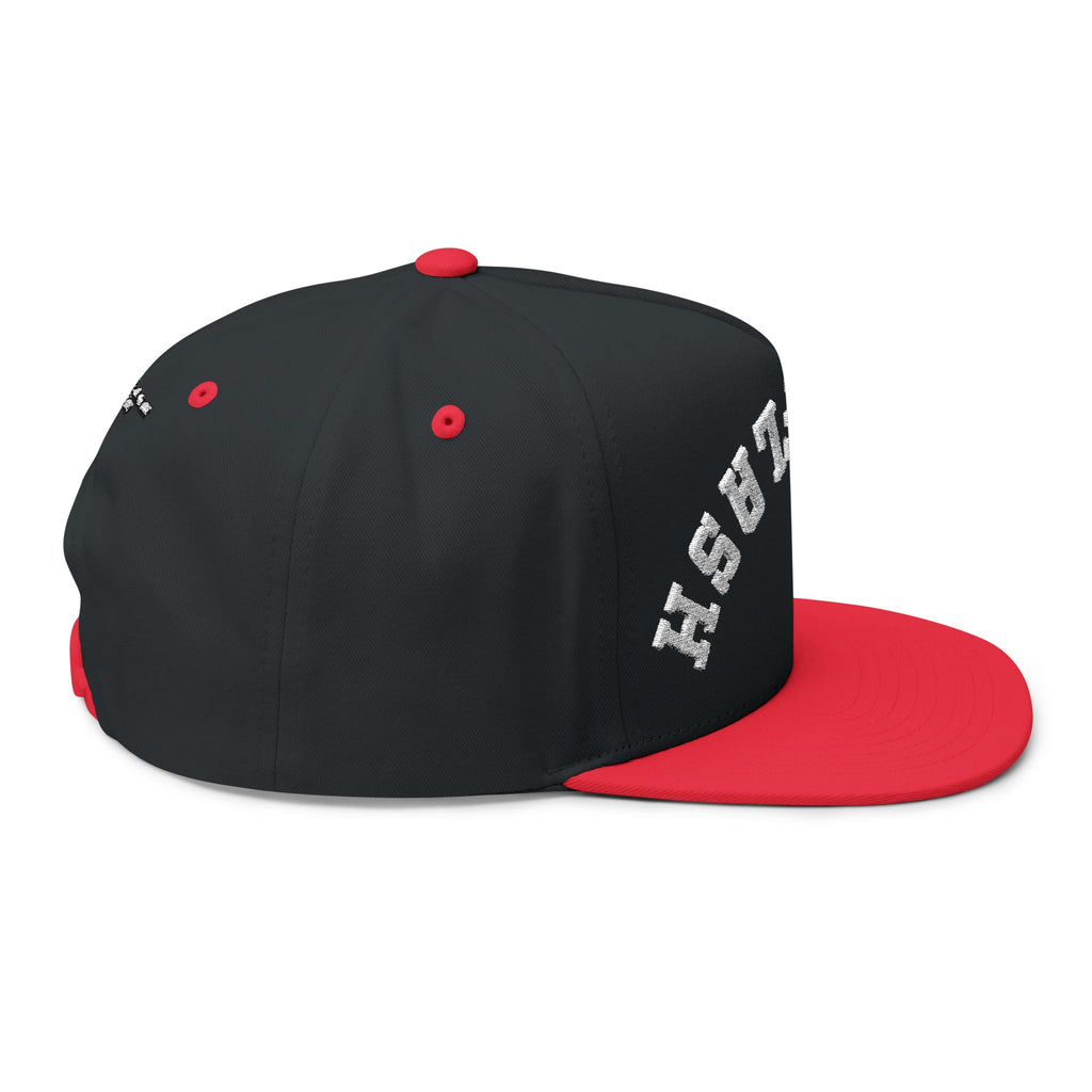 Flat Bill Cap — Embroidered 'Hot Flash' Retro Arch Hat