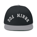 Flat Bill Cap — Brain Fog Upside-Down Embroidered Vintage Arch Snapback