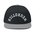 Embroidered Flat Bill Cap — 'Neurotica' Upside Arched Logo Snapback