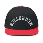 Embroidered Flat Bill Cap — 'Neurotica' Upside Arched Logo Snapback