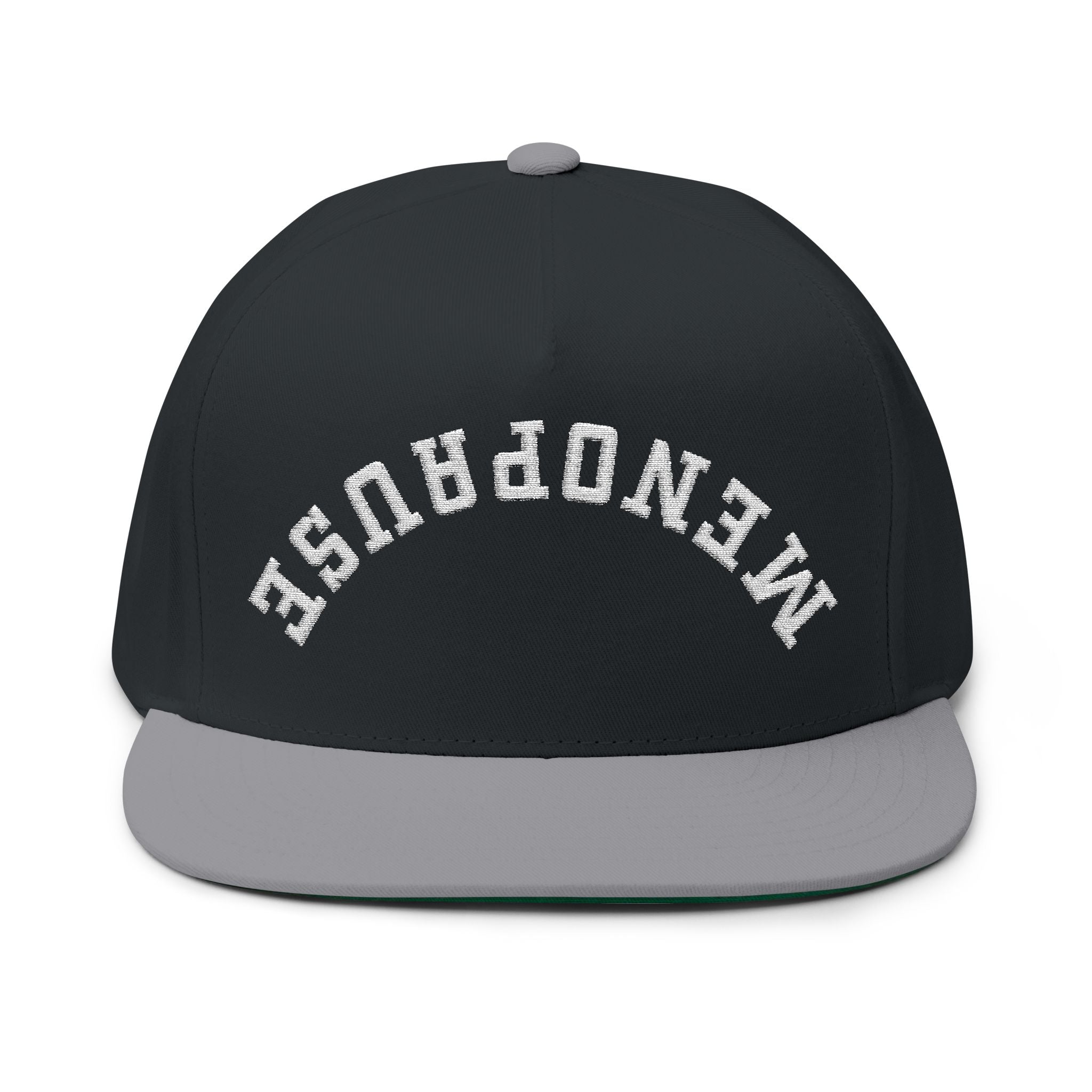 Menopause Arched Embroidered Snapback — Flat Bill Cap with Upside Logo