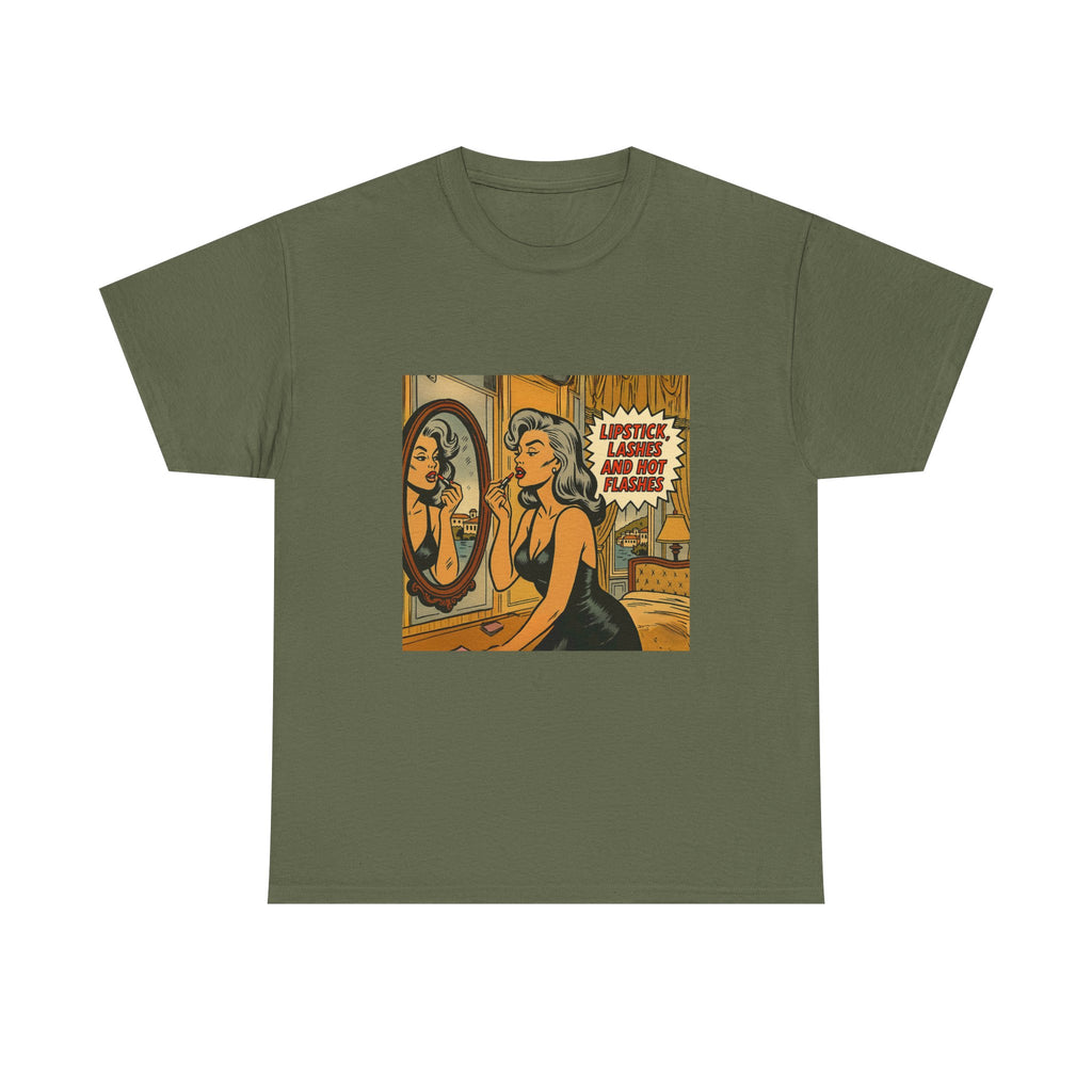 Lipstick, Lashes & Hot Flashes – Retro Women’s T-Shirt | Hot Flash Muse