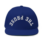 Flat Bill Cap - 'THE PAUSE' Upside Embroidered Arch Logo Snapback