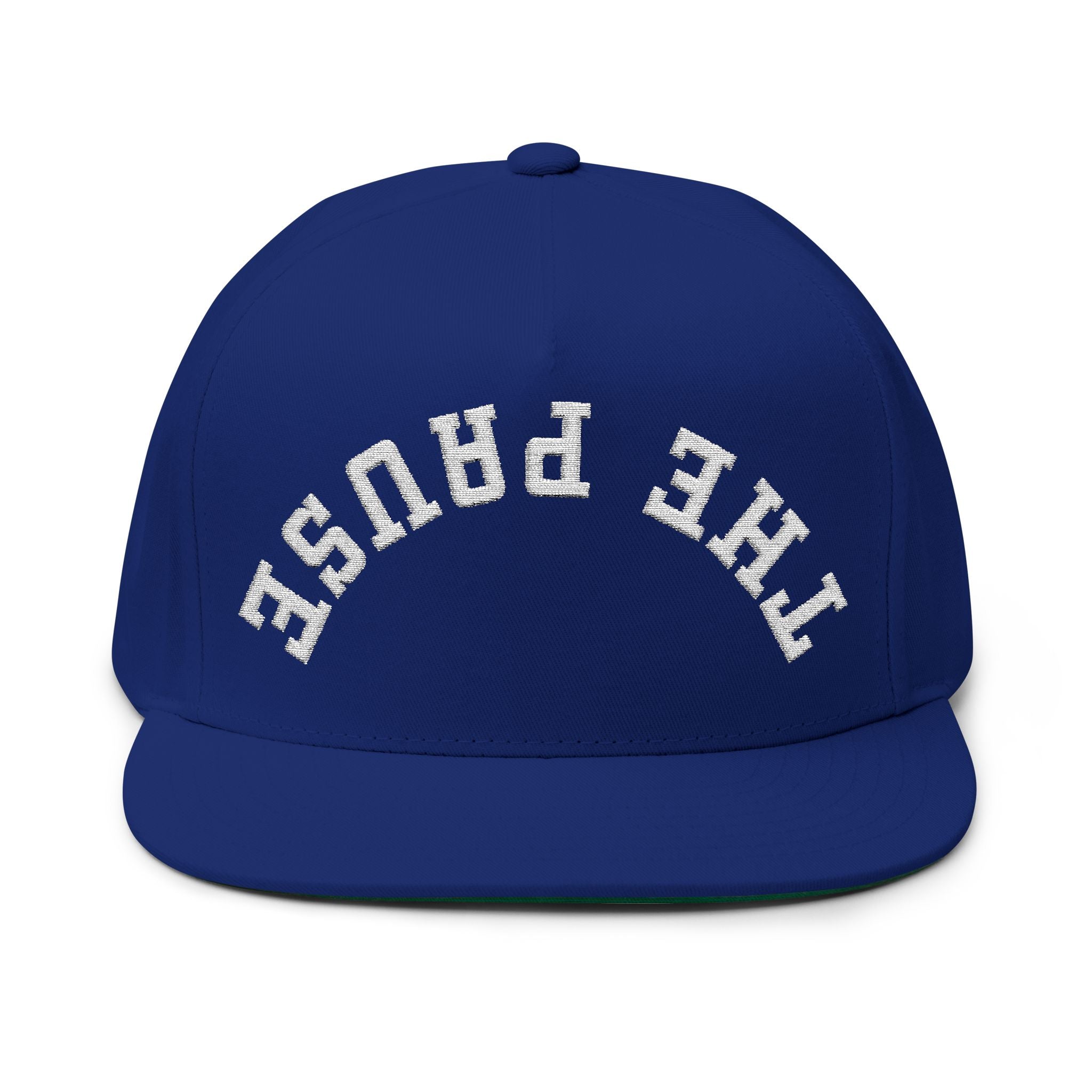 Flat Bill Cap - 'THE PAUSE' Upside Embroidered Arch Logo Snapback