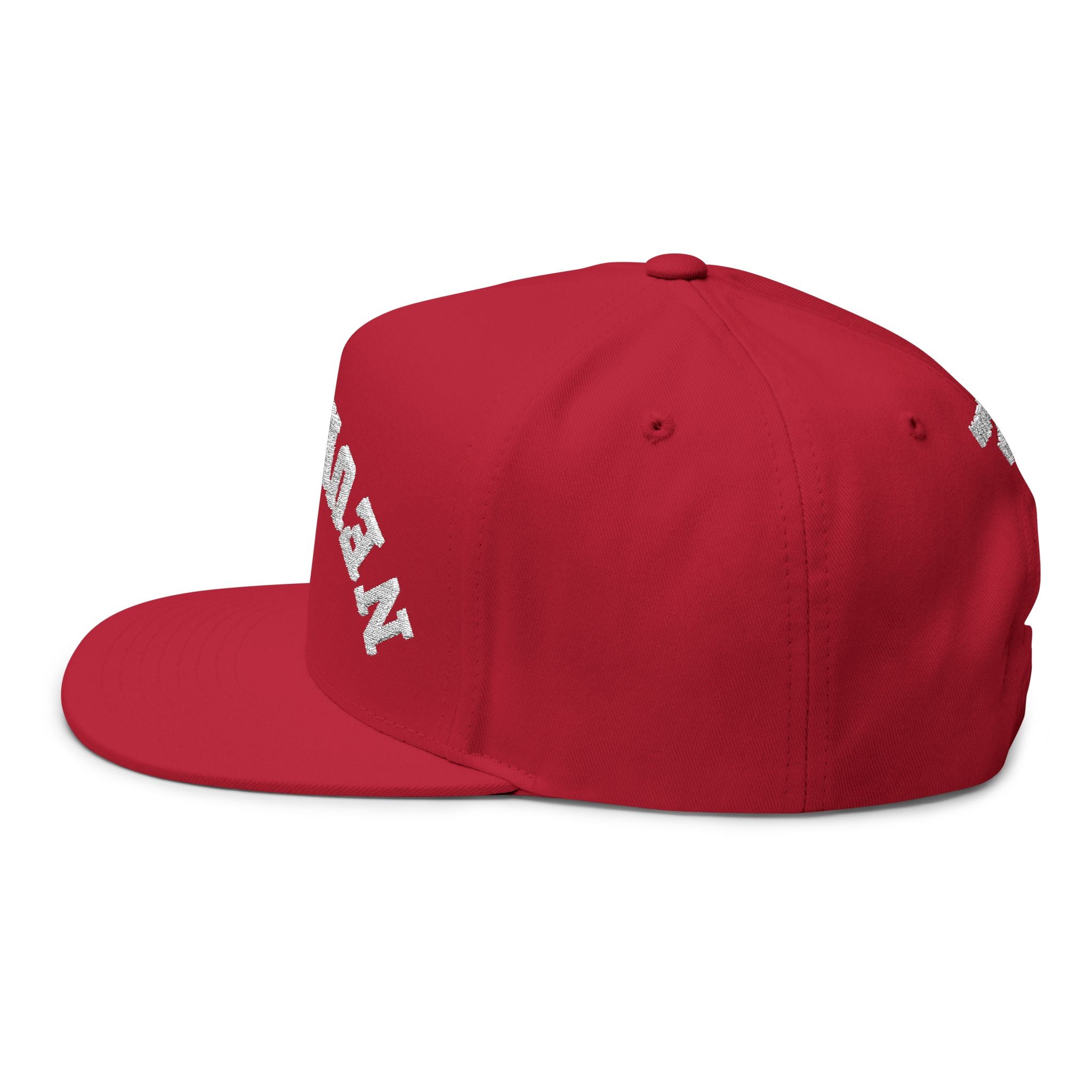 Embroidered Flat Bill Cap — 'Neurotica' Upside Arched Logo Snapback