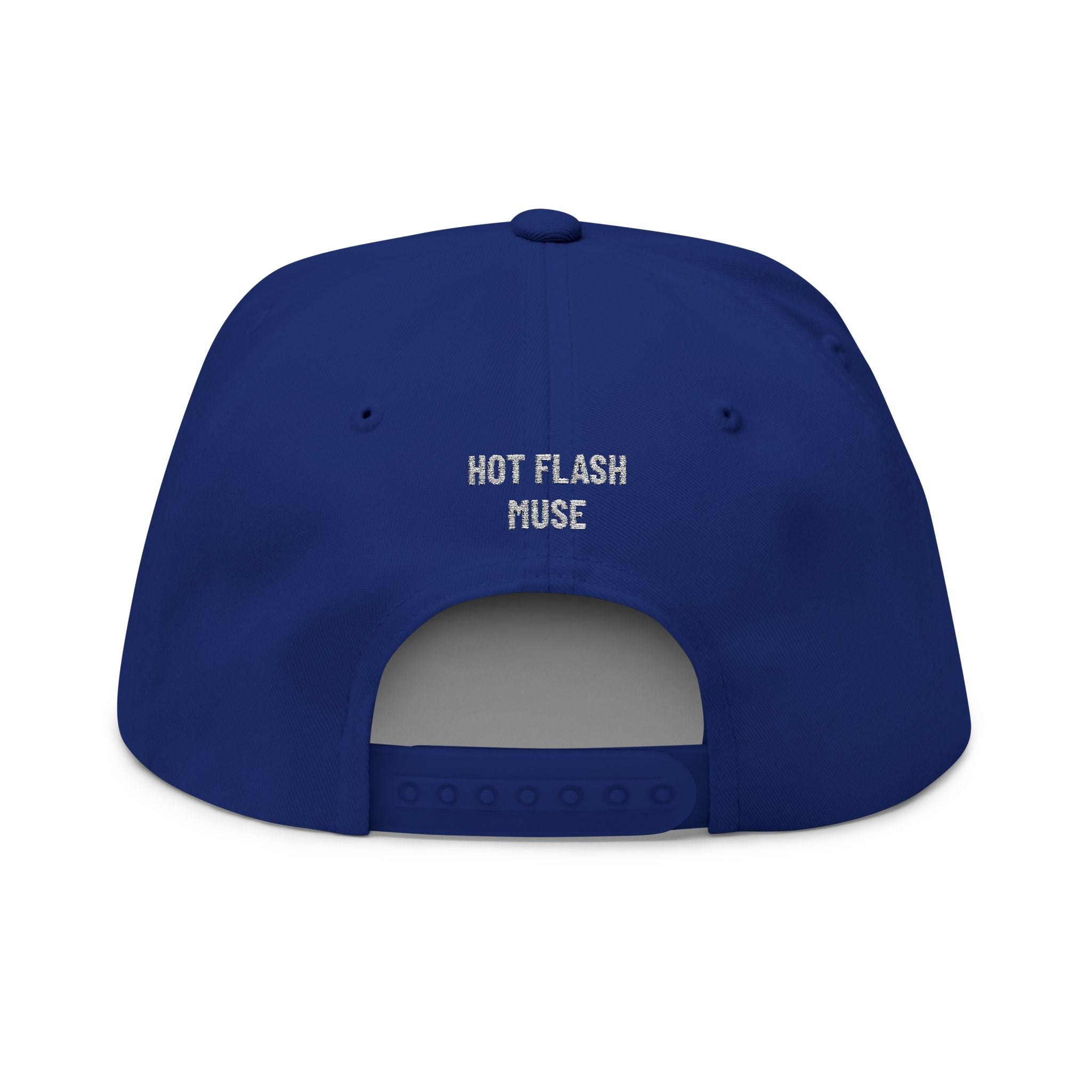 Flat Bill Cap — Embroidered 'Hot Flash' Retro Arch Hat