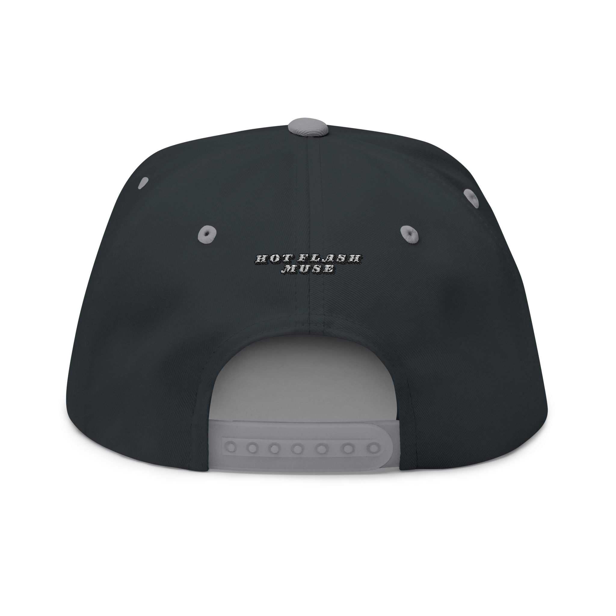Flat Bill Cap — Brain Fog Upside-Down Embroidered Vintage Arch Snapback