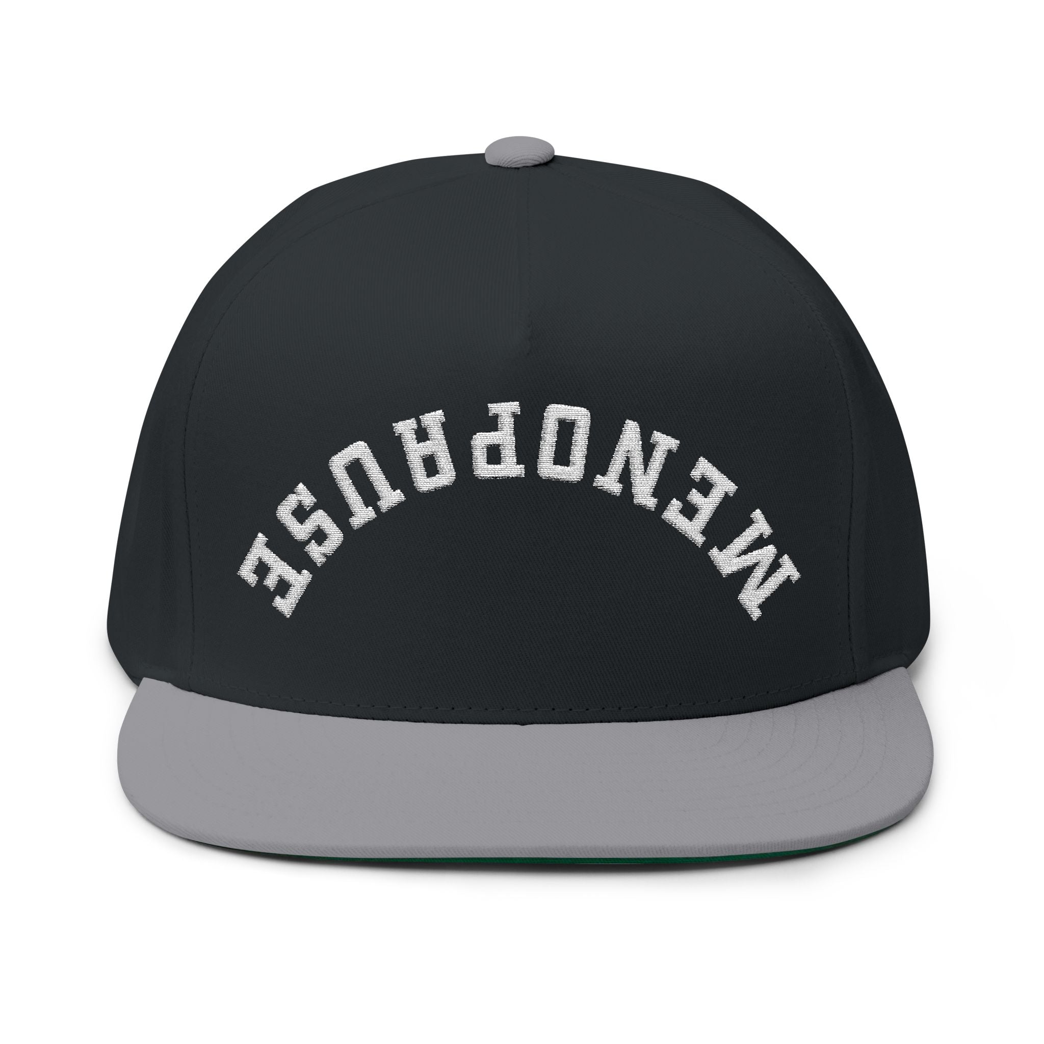 Menopause Arched Embroidered Snapback — Flat Bill Cap with Upside Logo