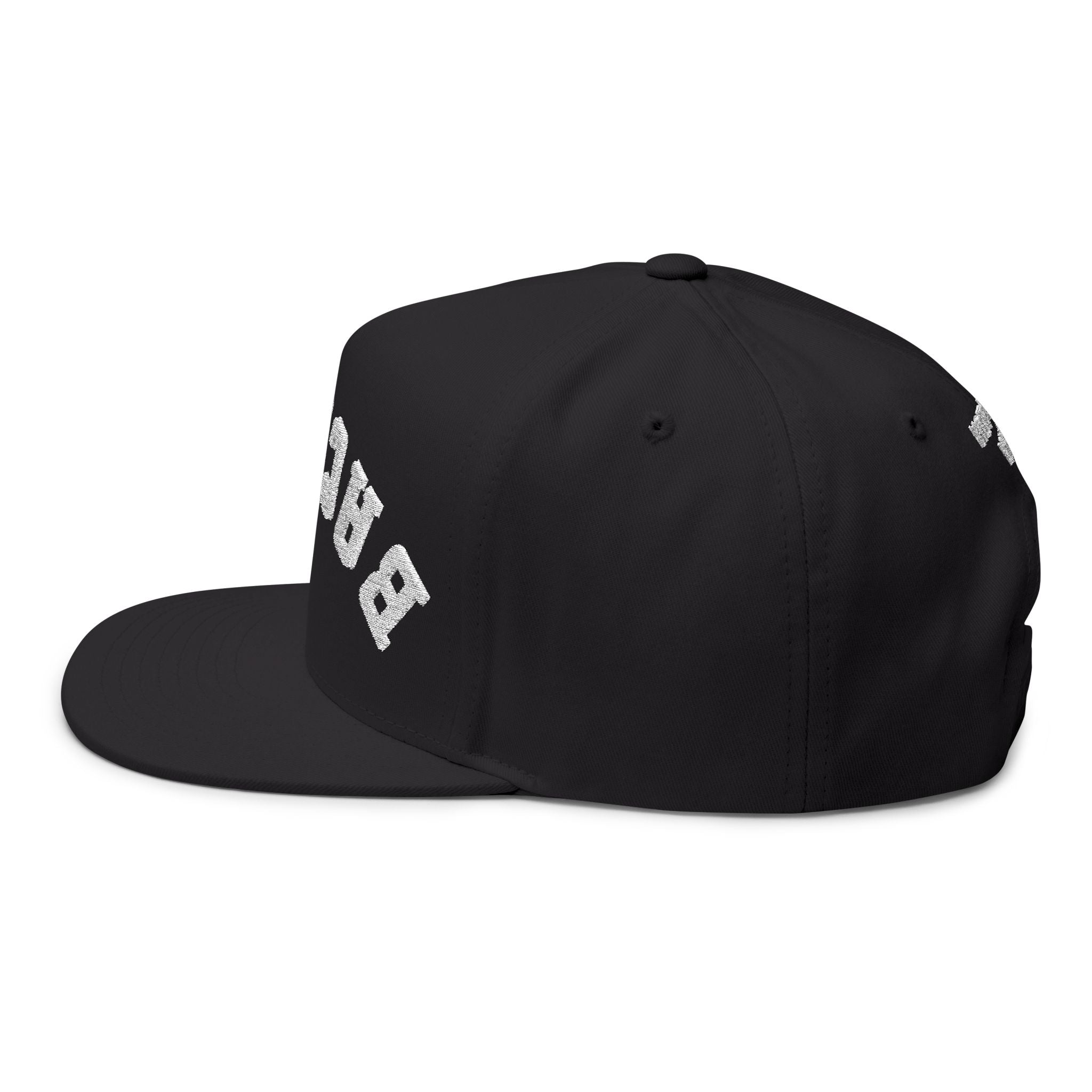 Flat Bill Cap — 'BACK UP' Upside Logo Embroidered Streetwear Snapback Hat