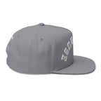 Flat Bill Cap - 'THE PAUSE' Upside Embroidered Arch Logo Snapback