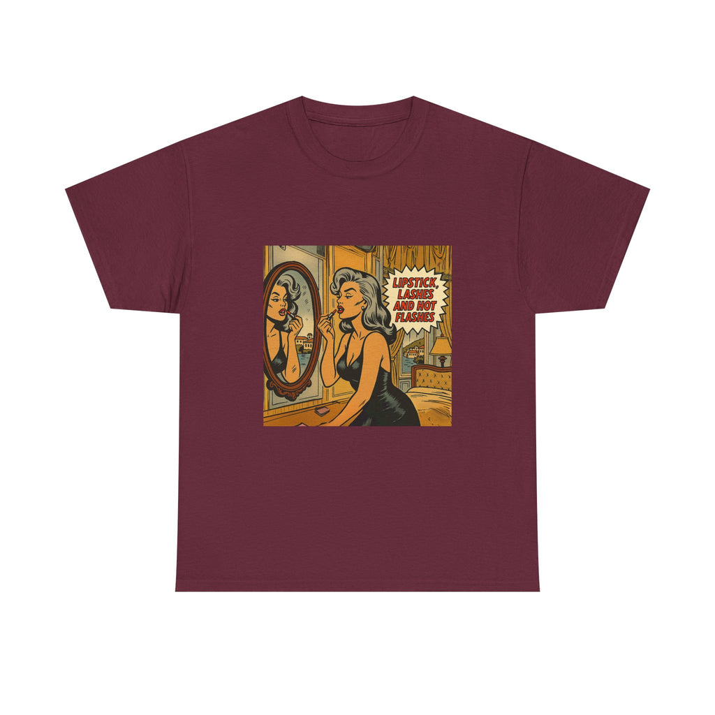 Lipstick, Lashes & Hot Flashes – Retro Women’s T-Shirt | Hot Flash Muse